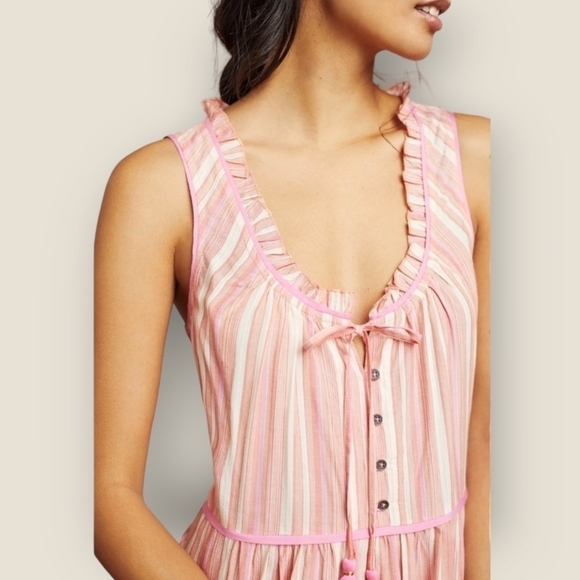 Anthropologie Cream, Orange & Pink Visayas Striped Jumpsuit - XS - Picture 3 of 11